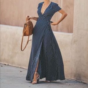 Cara Polka Dot wrap maxi dress size L